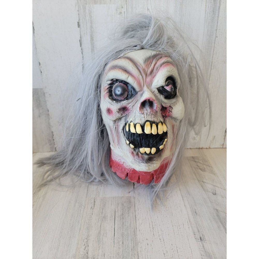 Hanging zombie life size head Grandma Halloween scary prop decor